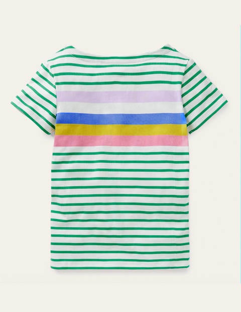 Short-sleeved Breton - Sapling Green/ Lilac Rainbow | Boden UK