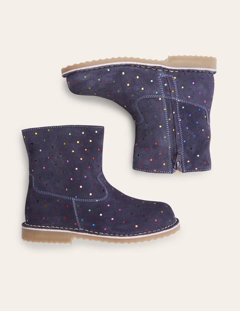 Bottes courtes cosy en cuir Fille Boden, BLU