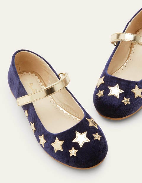 Chaussures plates en velours Fille Boden, BLU