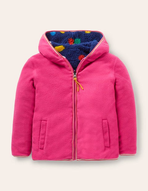 Cosy Reversible Fleece Hoodie - Starboard Blue Multi Spot | Boden UK