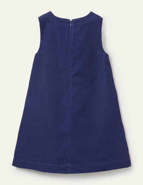 Cord Appliqué Pinafore Dress - College Navy Mice | Boden US
