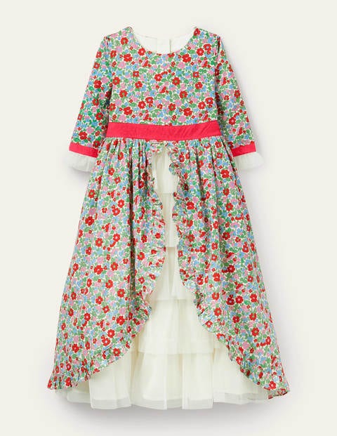 Robe florale à volants Fille Boden, Multi