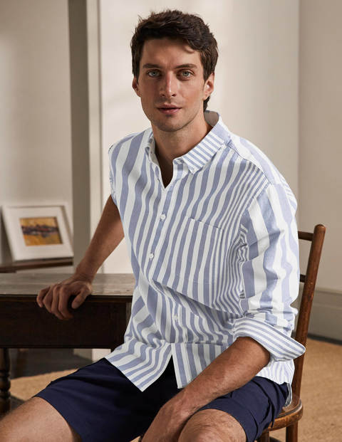 Modern Oxford Shirt - Snowdrop/Regal Blue Stripe | Boden US
