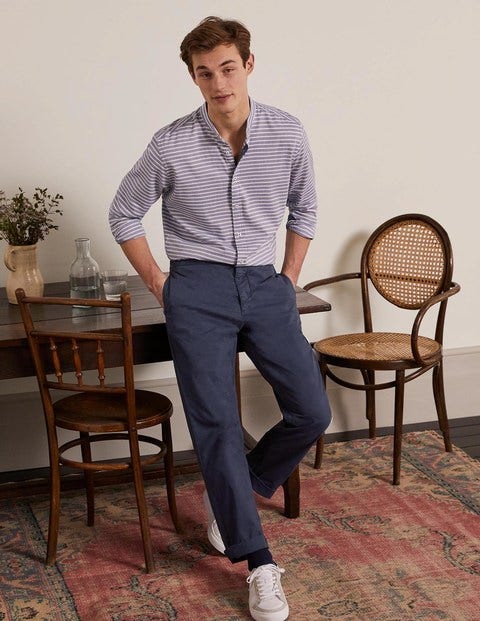 Elasticated Chino Trousers - Navy | Boden UK