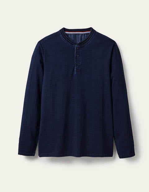 Top manches longues à col tunisien Homme Boden, Indigo
