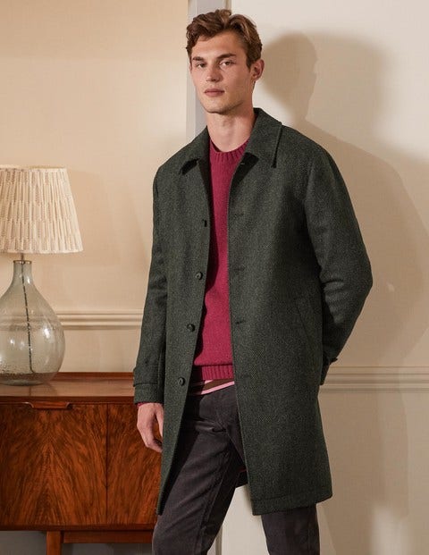 Eldon British Tweed Overcoat - Richmond Green Herringbone