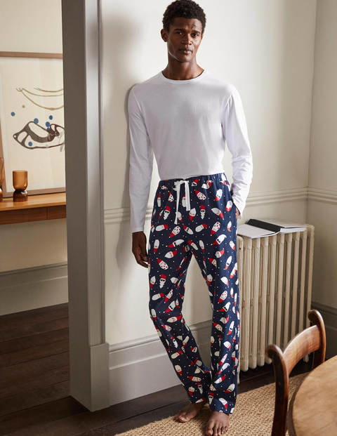 Printed Pyjama Bottoms - Navy Father Christmas | Boden EU