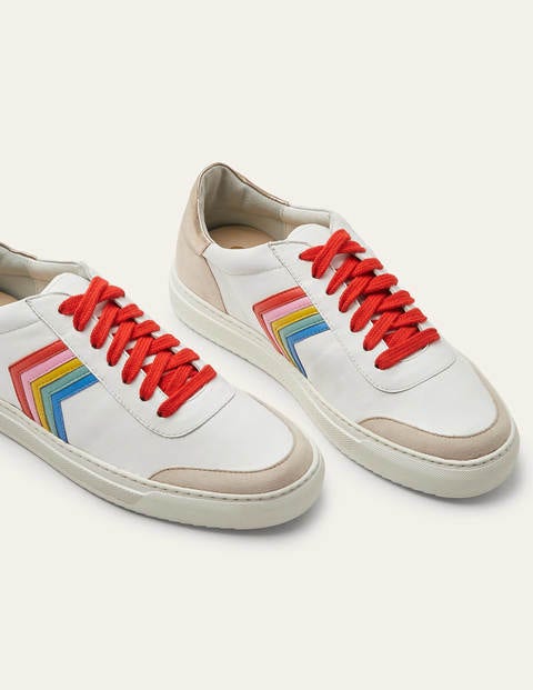 Helen Chevron Sneakers - White/Firecracker/Rainbow | Boden US