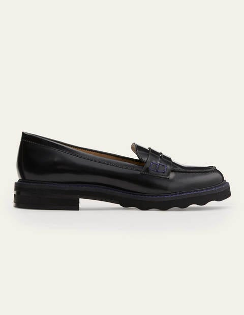 Penny Loafer - Solid Black Leather (Chunky Sole)