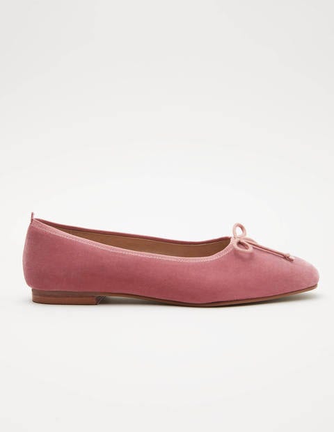 High Cut Ballerinas - Dusty Rose Velvet | Boden US