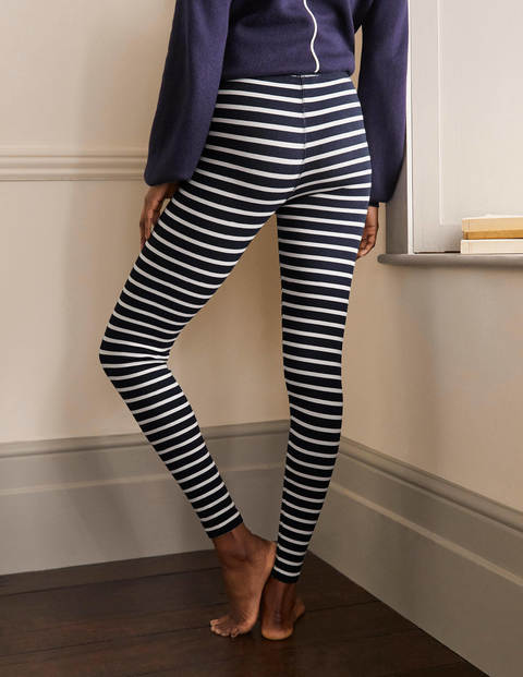 High Rise Jersey Leggings - Navy/Ivory