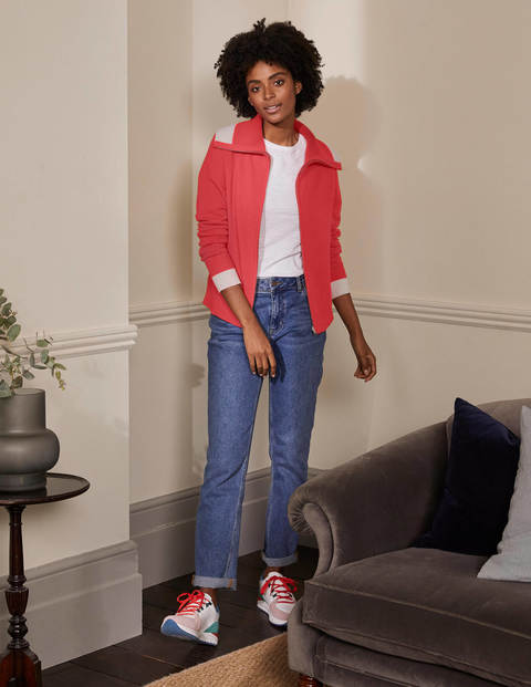 Collared Zip-up Cardigan - Cherry Red | Boden UK