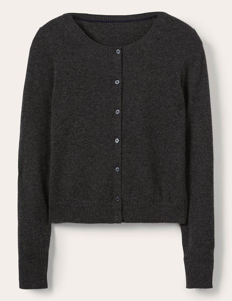 Cashmere Cropped Cardigan - Charcoal 