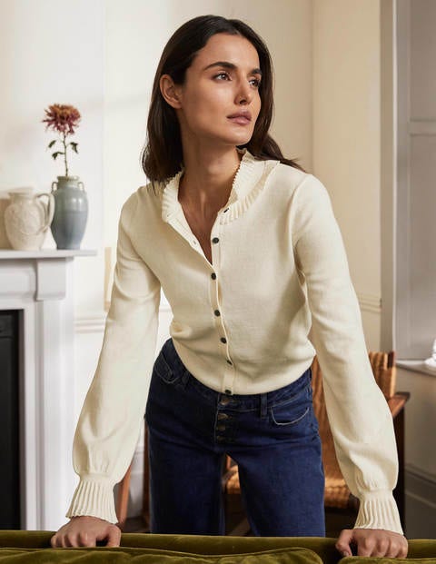 Frederica Pointelle Cardigan - Ivory 