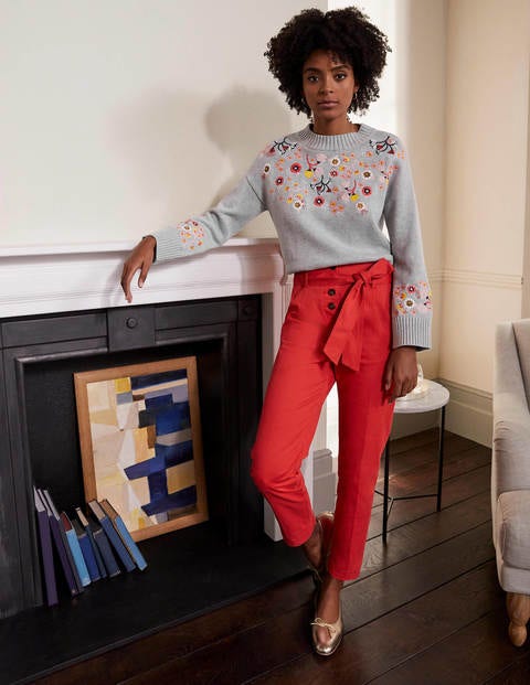 Embroidered Relaxed Jumper Silver Melange