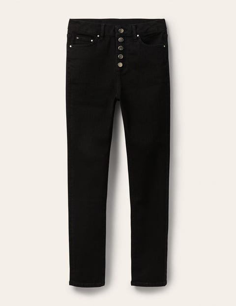 Button Fly Skinny Jeans - Black Waxed | Boden US