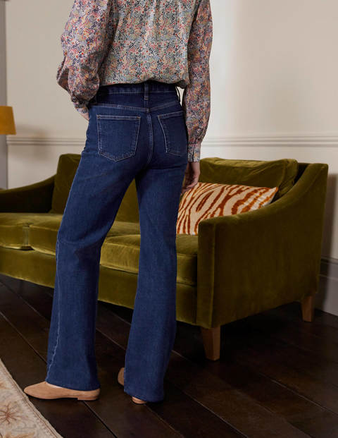 Button Fly Relaxed Flares - Dark Vintage | Boden UK