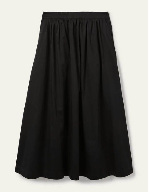Cotton Sateen Skirt - Black | Boden US