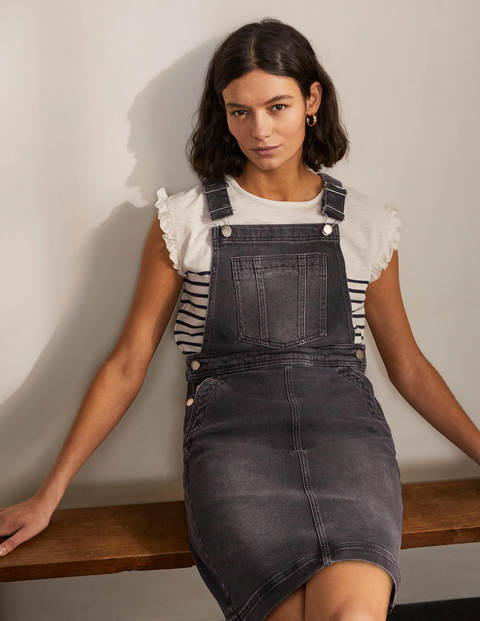 Easy Dungaree Dress - Washed Black