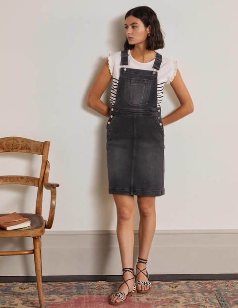 Easy Dungaree Dress - Washed Black