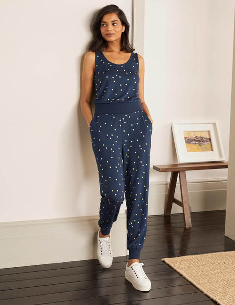 Conrado Kimberly Swiss Dot Jumpsuit - Yellow/Navy | Garmentory