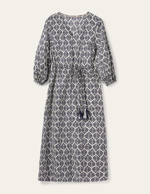 Daria Cotton Midi Dress - Ivory, Palm Tile | Boden UK