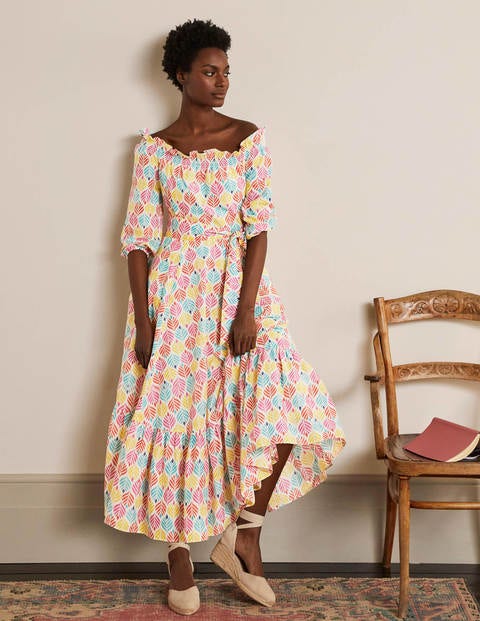 Boden Thelma Midi Dress - Ivory, Whimsical Bird