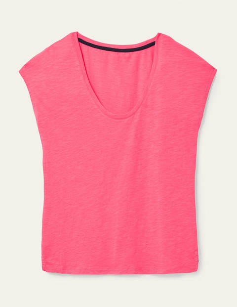 Le T-shirt à col V arrondi en coton Femme Boden, PNK