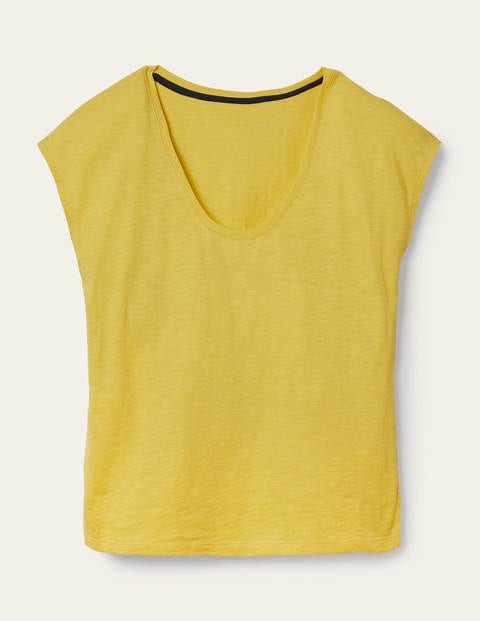 Le T-shirt à col V arrondi en coton Femme Boden, YEL