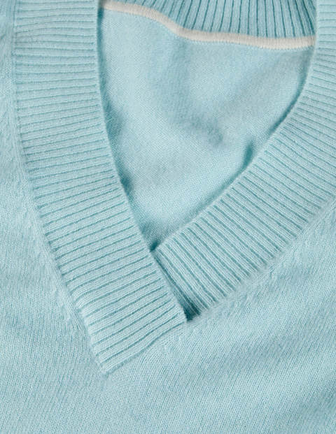 Oakley Cashmere V-Neck Sweater - Georgian Blue | Boden US