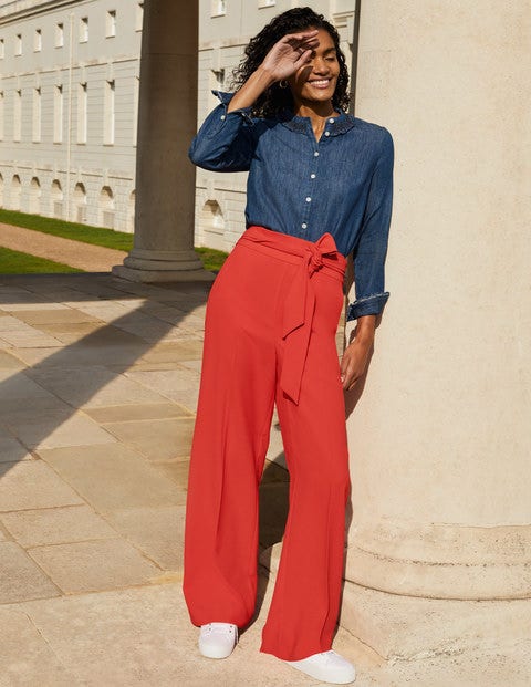 Cherry red wide-leg pants