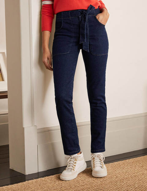 Patch Pocket Girlfriend Jeans - Indigo | Boden UK