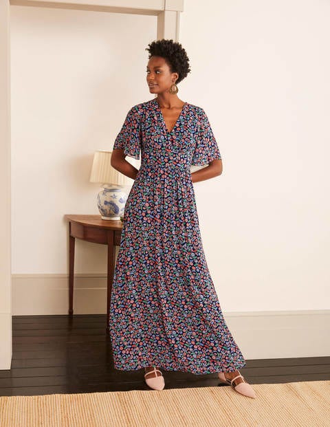 Veronica Maxi Dress - French Navy, Trailing Posy | Boden AU
