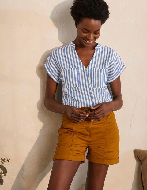 Evie Linen Shirt Summit Stripe Boden US