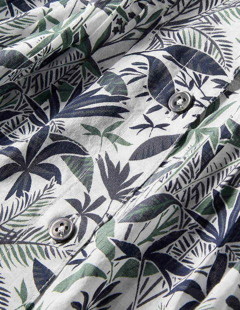 Antonia Cotton Shirt Dress - Ivory, Tropical Palm | Boden US