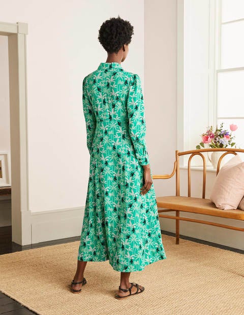 Cecile Midi Shirt Dress - Highland Green, Monkey Palm | Boden US