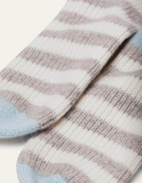 Cashmere Chunky Bed Socks Fresh Water Grey Ivory Boden US