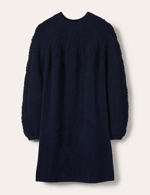 Cable Knitted Dress - Navy | Boden UK