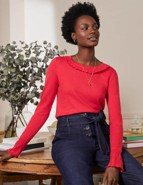 Aimee Pointelle Sweater - Bright Red | Boden US