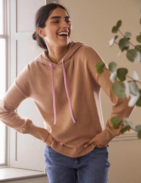 Knitted Relaxed Hoodie - Camel Melange 