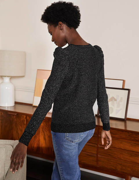 Sparkle Puff Sleeve Sweater - Black 