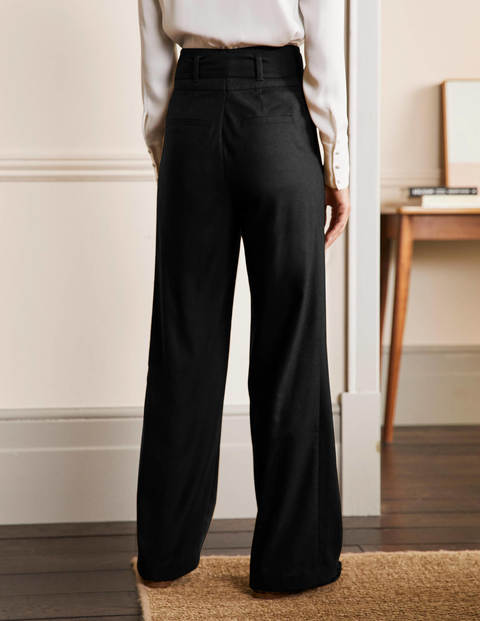 Tie Waist Wide Leg Pants - Black