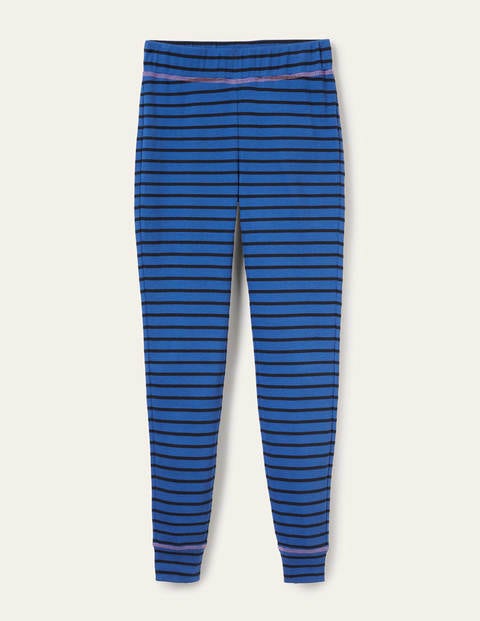 Ribbed Pajama Leggings - Porcelain Blue and Navy Stripe | Boden US