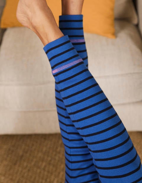 | Boden Leggings Stripe Porcelain Pajama and Ribbed Blue - US Navy