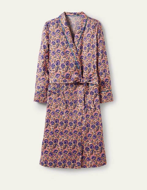 Cotton Dressing Gown - Ivory, Rich Floral | Boden UK