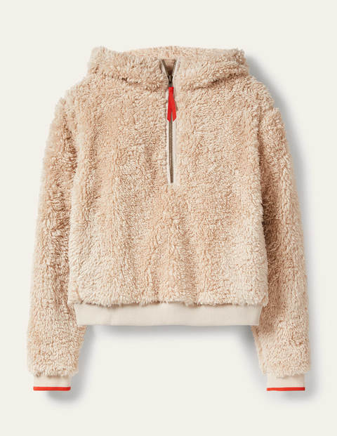 Teddy Half-Zip Hoodie - Ecru | Boden US