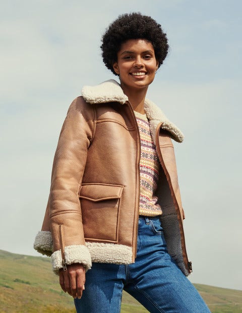 Dunmore Faux Shearling Jacket - Fudge