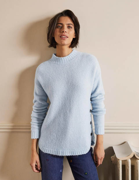 Fluffy Side Button Jumper - Surf | Boden US