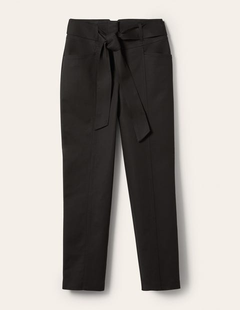 Tailored Tie Waist Pants - Black