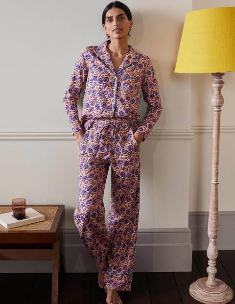 Ensemble Pyjama Étoiles pour femmes, haut à manches longues et pantalon,  taille: S-L, Crème / Noir– Big Bertha Original FR